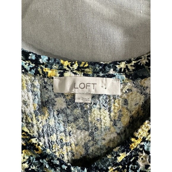 Loft Blouse Women's Medium Smocked Colorful Floral Artsy Long Sleeve Shirt‎ Top - Picture 5 of 7